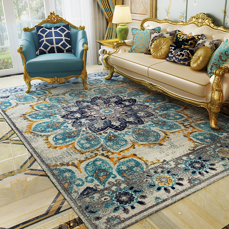 BowLift | Antique multi-colored flower carpet polypropylene Moroccan area rug pet-friendly washable non-slip rug for guest areas