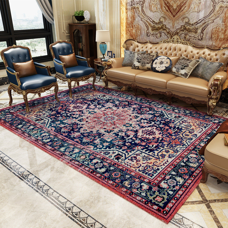 BowLift | Antique multi-colored flower carpet polypropylene Moroccan area rug pet-friendly washable non-slip rug for guest areas