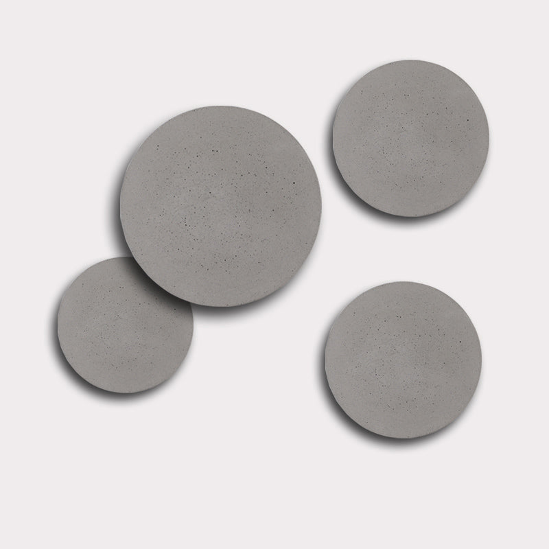 BowLift | Flat Round Wall Sconce Light Minimalist Cement Gray LED Wall Mounted Light for Nightstand