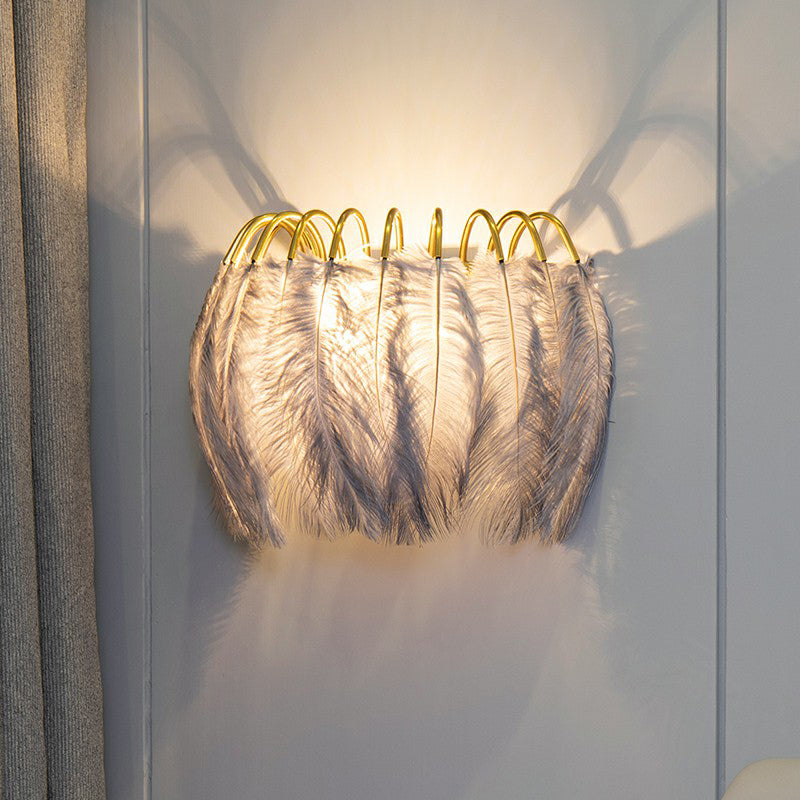 BowLift | Gold Curves Wall Light Simplicity Single Bulb Spring Wall Lamp for Bedside