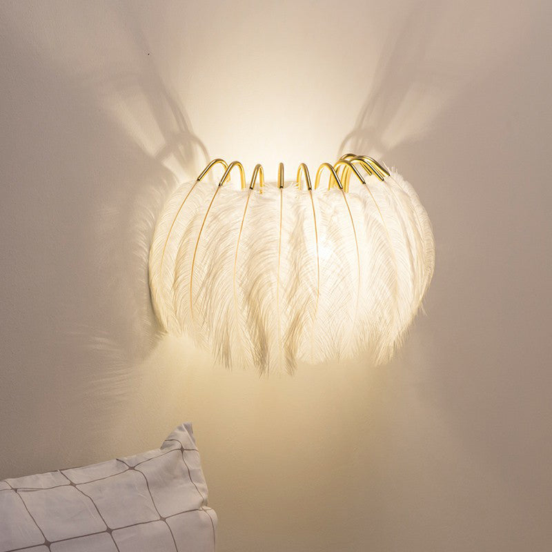 BowLift | Gold Curves Wall Light Simplicity Single Bulb Spring Wall Lamp for Bedside