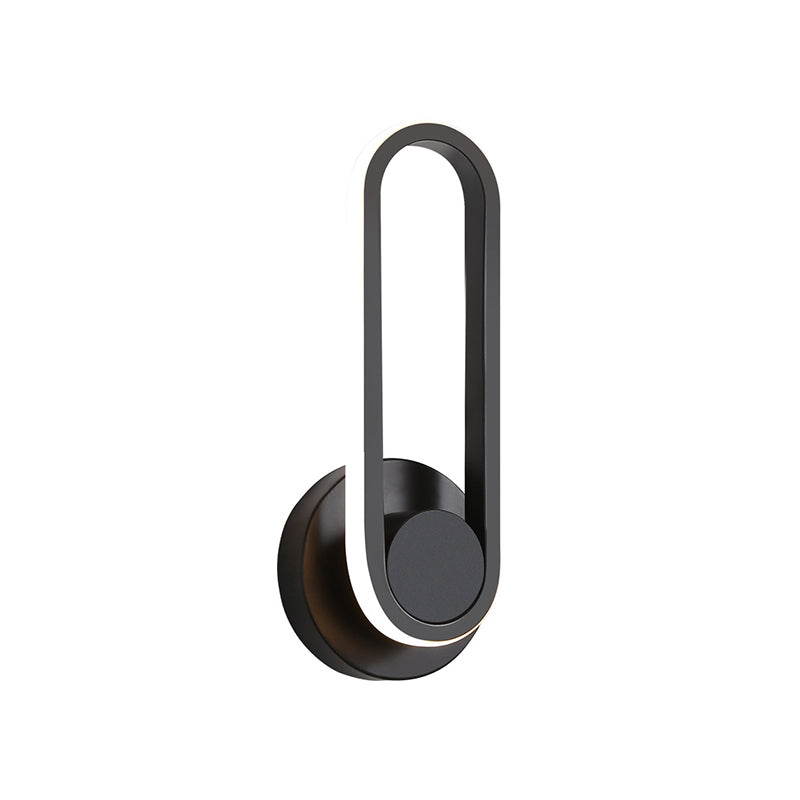 BowLift | Minimalistic Oblong-Ring Wall Light Acrylic Shade LED Bed Lamp in Black/White, Warm/White Light