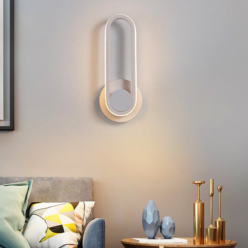 BowLift | Minimalistic Oblong-Ring Wall Light Acrylic Shade LED Bed Lamp in Black/White, Warm/White Light