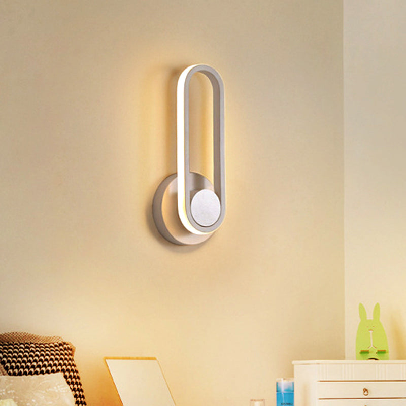 BowLift | Minimalistic Oblong-Ring Wall Light Acrylic Shade LED Bed Lamp in Black/White, Warm/White Light