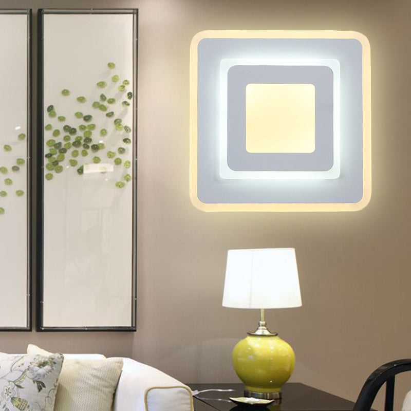 BowLift | Minimalist Acrylic Round/Square Wall Lamp Cozy Energy-Saving LED White Wall Lamp, Warm/White Light