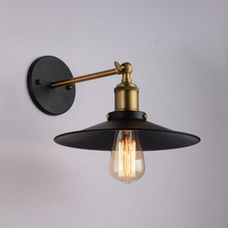 BowLift | Cone-shaped metal wall lighting antique 1-light hallway wall-mounted light in black