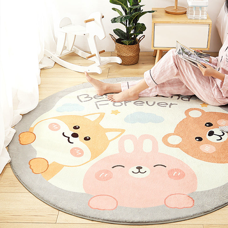 BowLift | Cute Animal Pattern Rug Multi-Color Synthetic Rug Anti-Slip Back Washable Rug for Kids Room