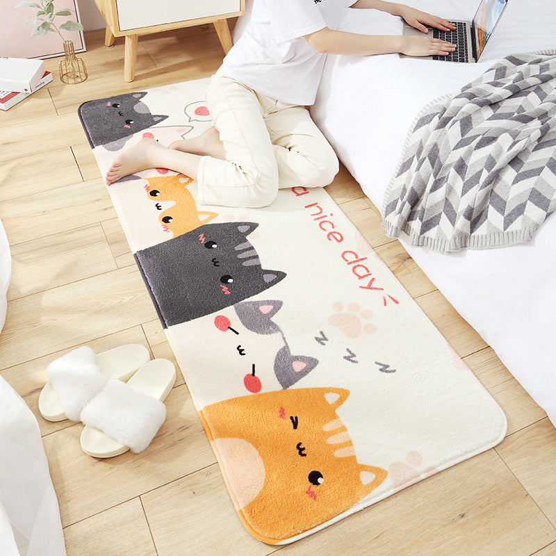 BowLift | Casual Living Room Rug Multicolored Cartoon Plant Pattern Rug Synthetic Pet-Friendly Non-Slip Rug