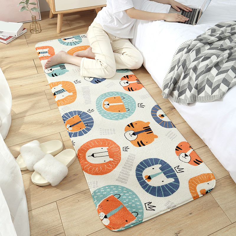 BowLift | Casual Living Room Rug Multicolored Cartoon Plant Pattern Rug Synthetic Pet-Friendly Non-Slip Rug