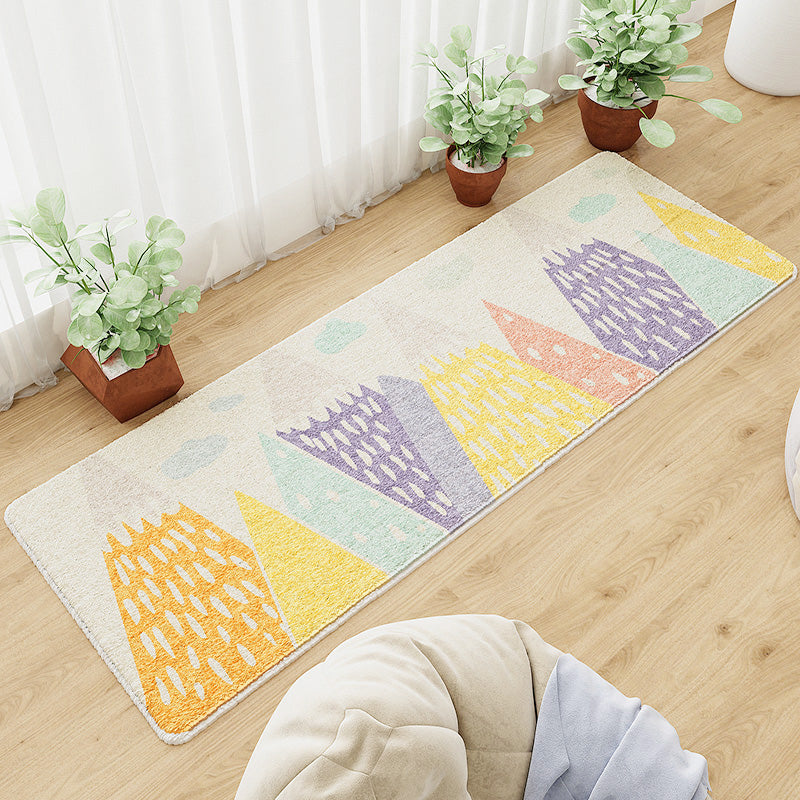 BowLift | Casual abstract patterned rug Multicolored cotton blend rug pet-friendly washable indoor rug for bedroom