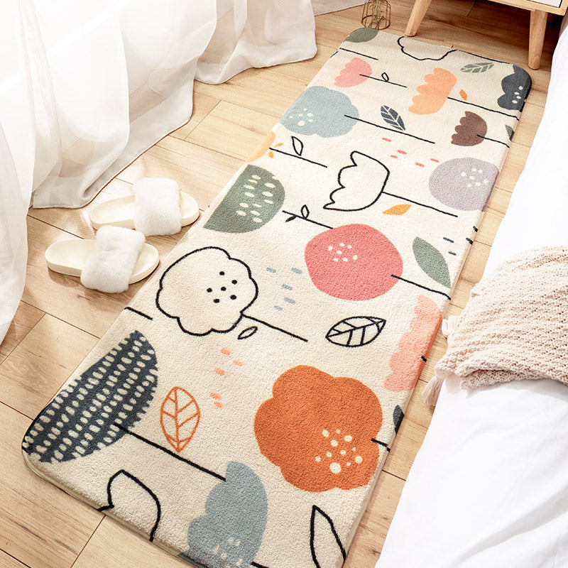 BowLift | Creative Cartoon Plant Pattern Carpet Multicolored Polyester Carpet Non-slip Backing Pet-friendly Carpet for Children's Room