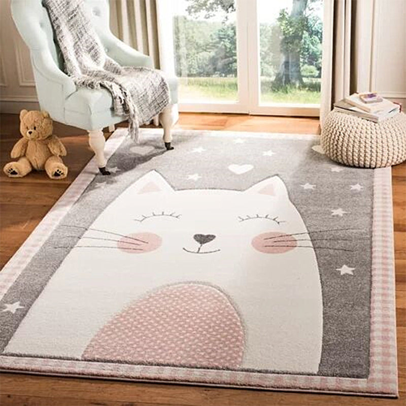 BowLift | Simple Children's Room Carpet Multicolored Cartoon Animal Area Rug Cotton Blend Pet Friendly Washable Rug