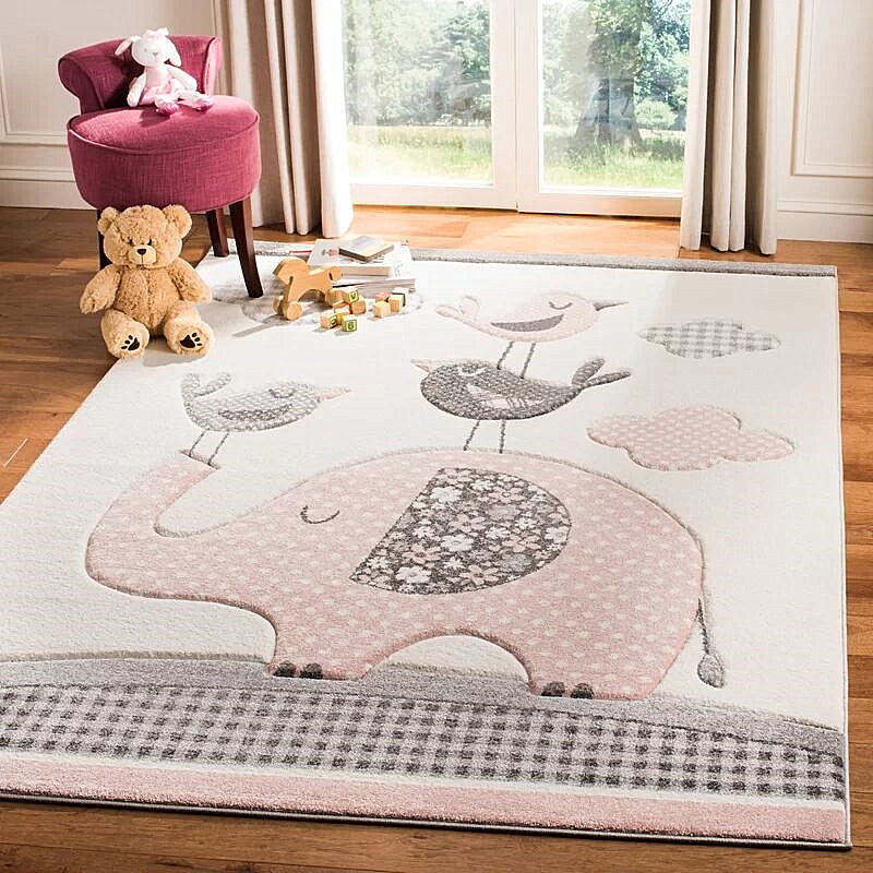 BowLift | Simple Children's Room Carpet Multicolored Cartoon Animal Area Rug Cotton Blend Pet Friendly Washable Rug
