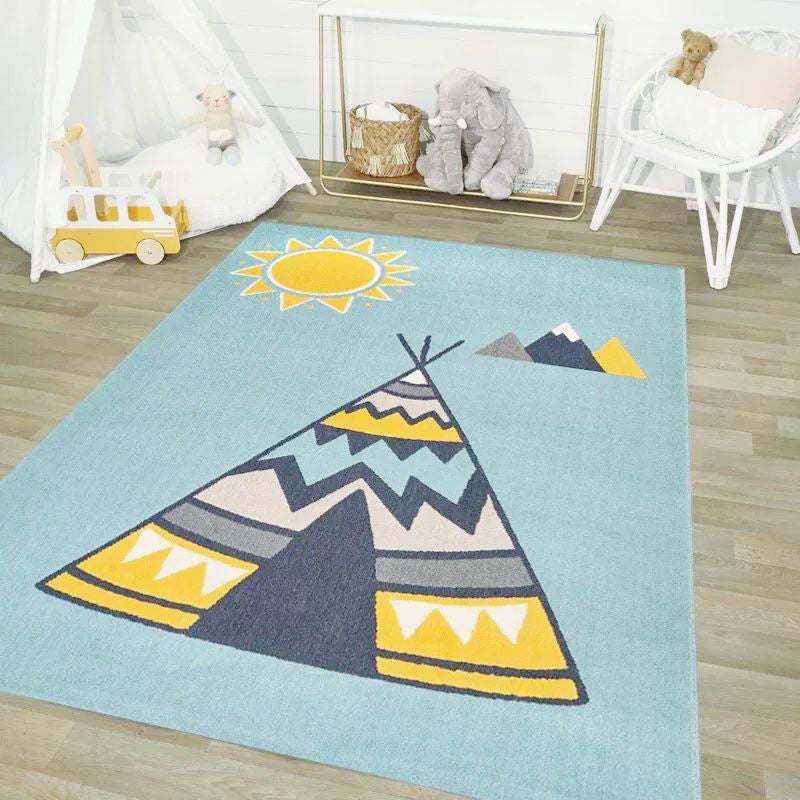 BowLift | Simple Children's Room Carpet Multicolored Cartoon Animal Area Rug Cotton Blend Pet Friendly Washable Rug