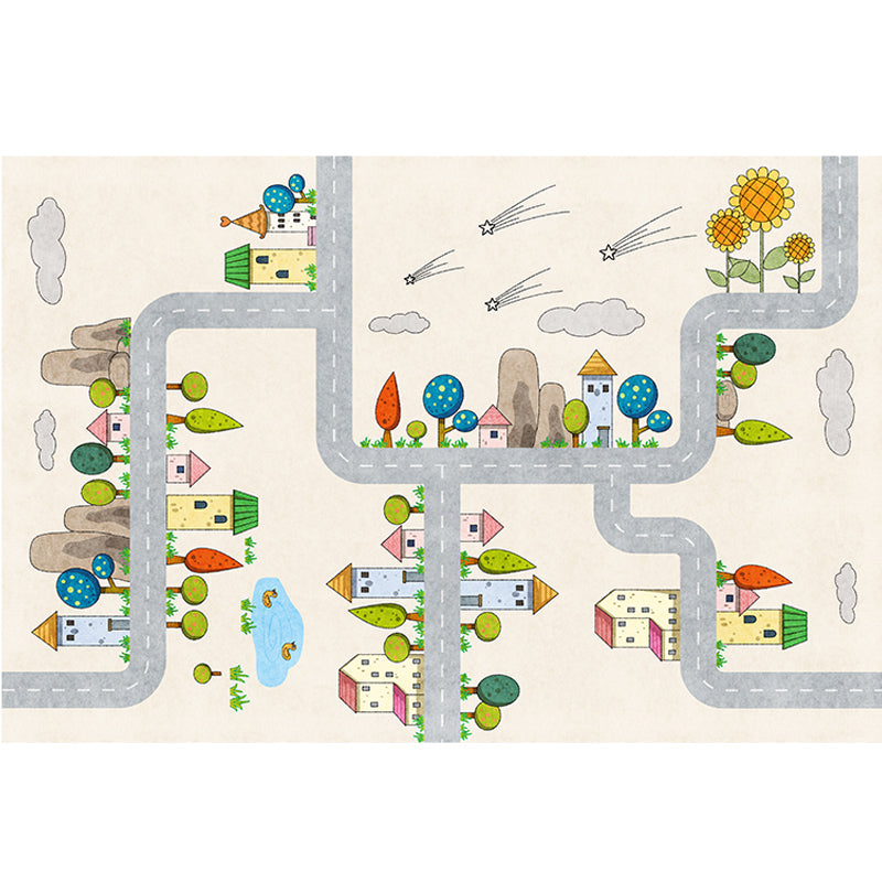 BowLift | Casual Cartoon Patterned Rug Multicolored Cotton Blend Rug Non-Slip Back Easy Care Rug for the Bedroom