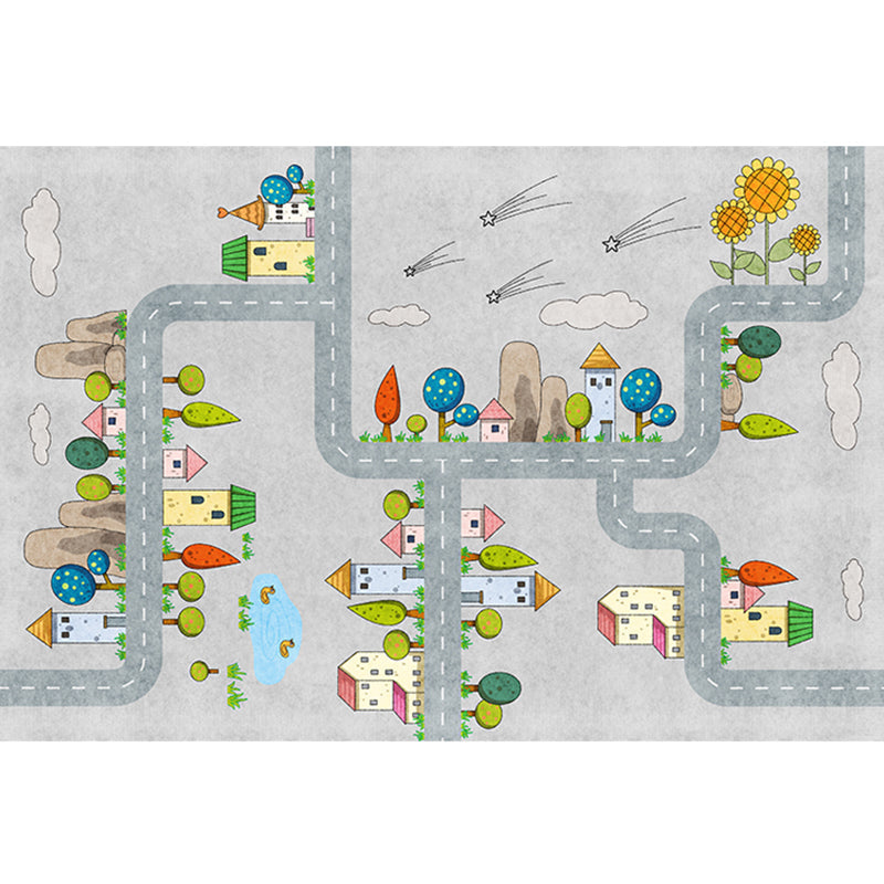 BowLift | Casual Cartoon Patterned Rug Multicolored Cotton Blend Rug Non-Slip Back Easy Care Rug for the Bedroom