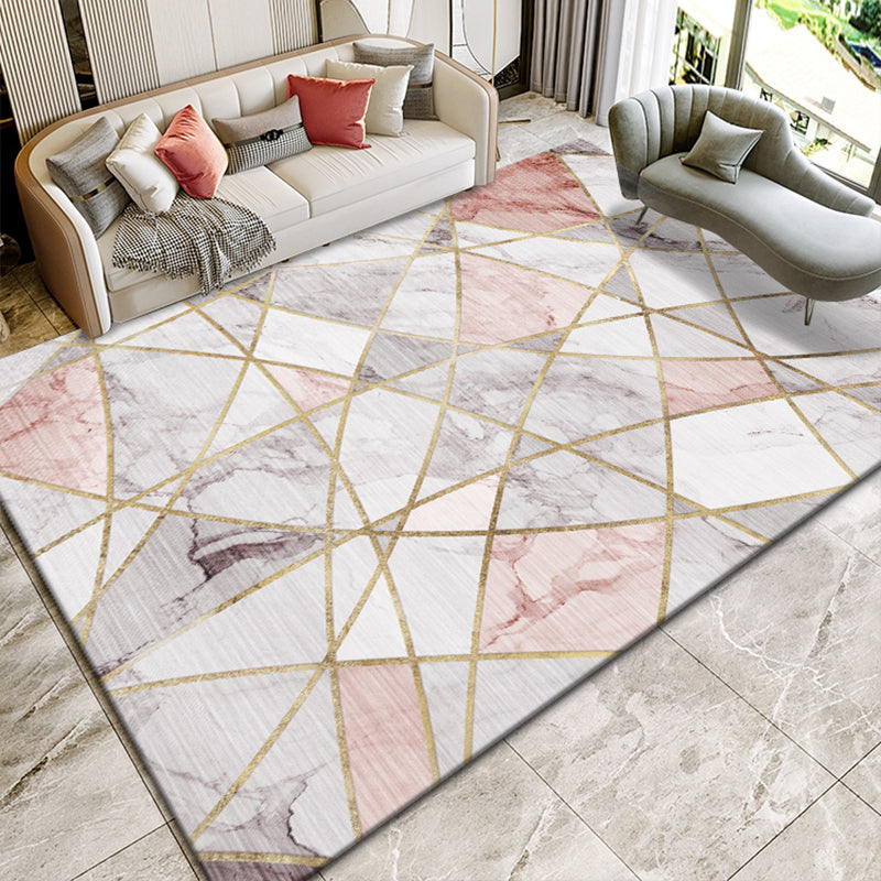 BowLift | Creative Room Decoration Area Rug Multicolor Geometric Pattern Area Rug Cotton Blend Non-Slip Pet Friendly Area Rug