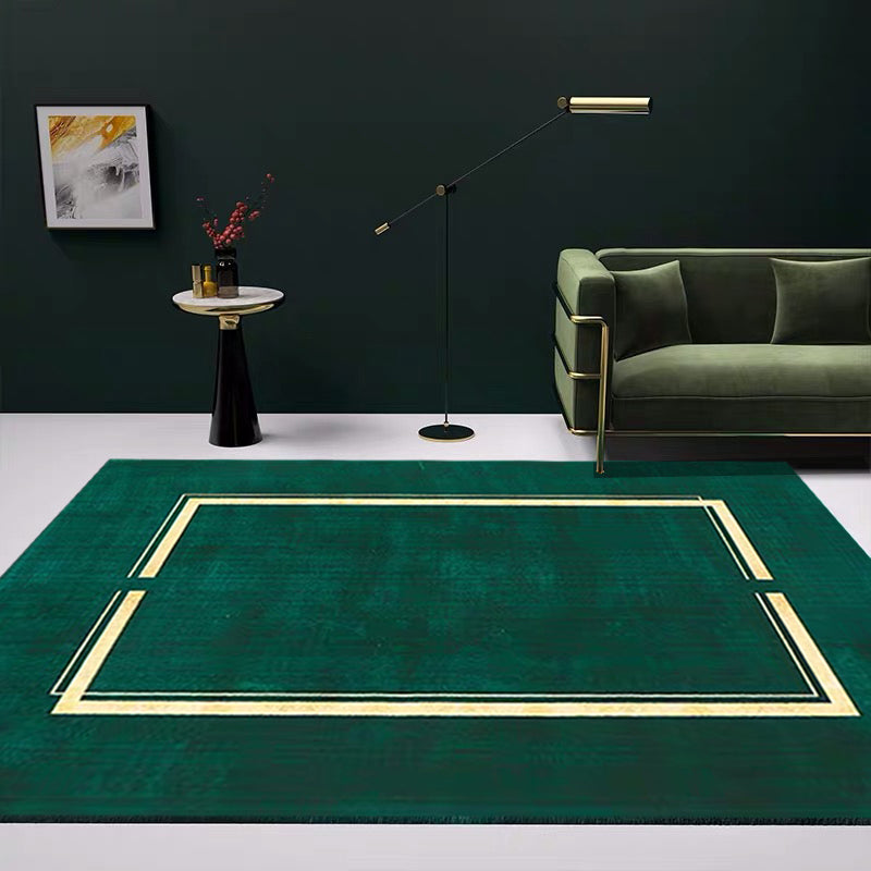 BowLift | Blackgreen Living Room Carpet Trendy Geometric Pattern Area Carpet Cotton Blend Pet Friendly Carpet
