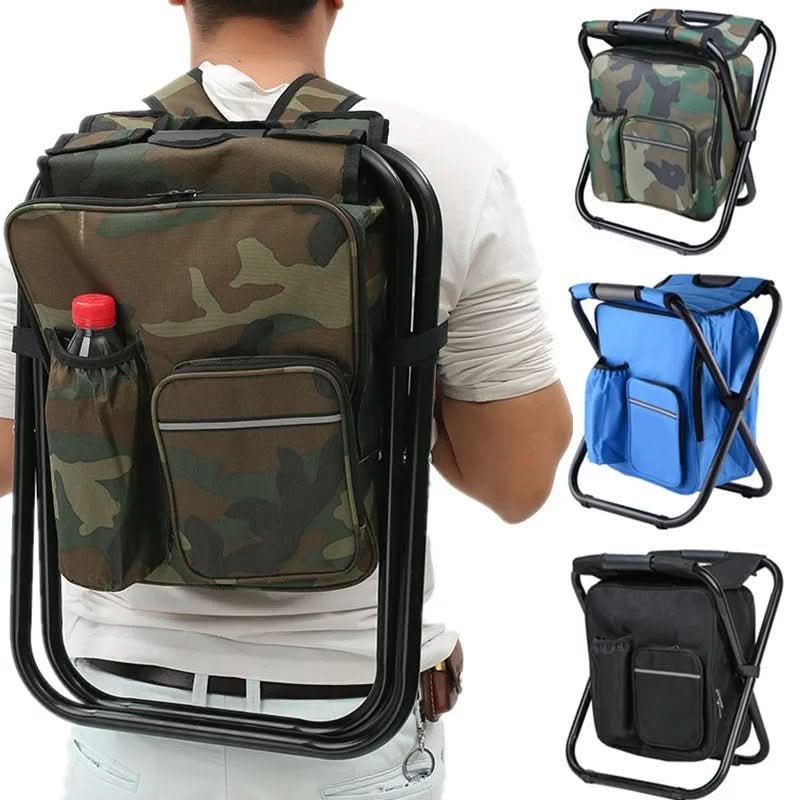 BowLift | 3-in-1 camouflage rucksack with folding chair & cooler compartment