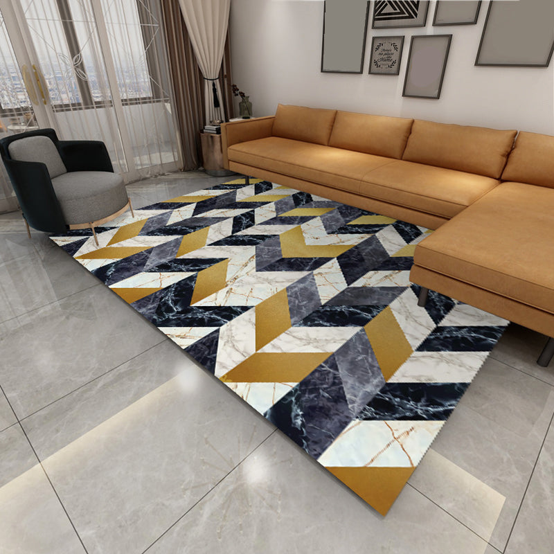 BowLift | Contemporary Area Rug Multi-colored Geo Printed Carpet Synthetic Non-slip Machine Washable Rug