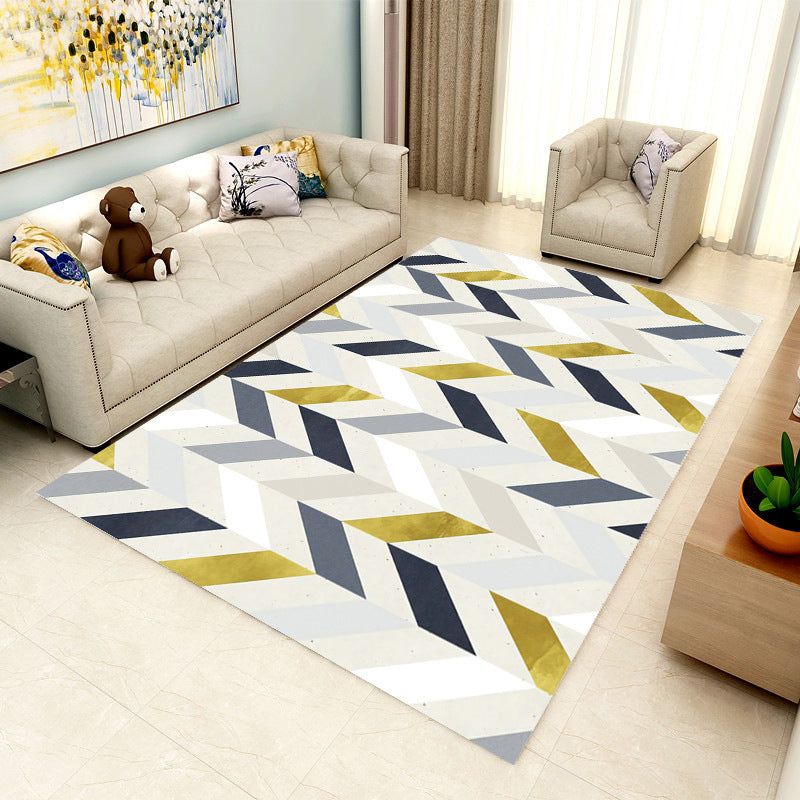 BowLift | Contemporary Area Rug Multi-colored Geo Printed Carpet Synthetic Non-slip Machine Washable Rug