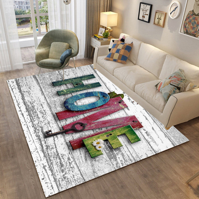 BowLift | Colorful Relaxation Area Rug Cotton Blend Cartoon Pattern Indoor Rug Machine Washable Non-Slip Rug for Décor