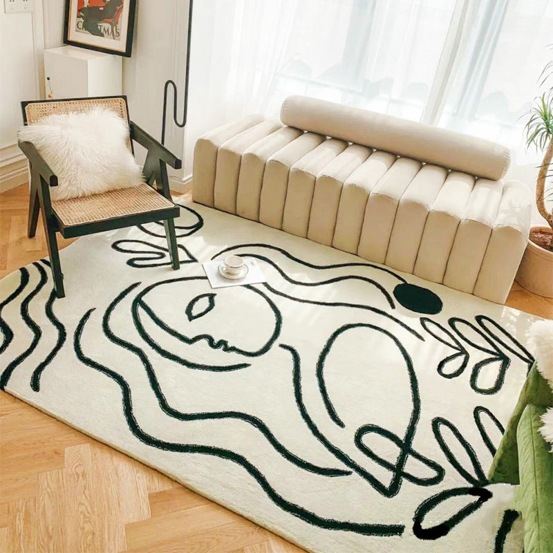 BowLift | Simple Bedroom Rug Multicolored Abstract Cartoon Area Rug Polyester Pet-Friendly Non-Slip Rug