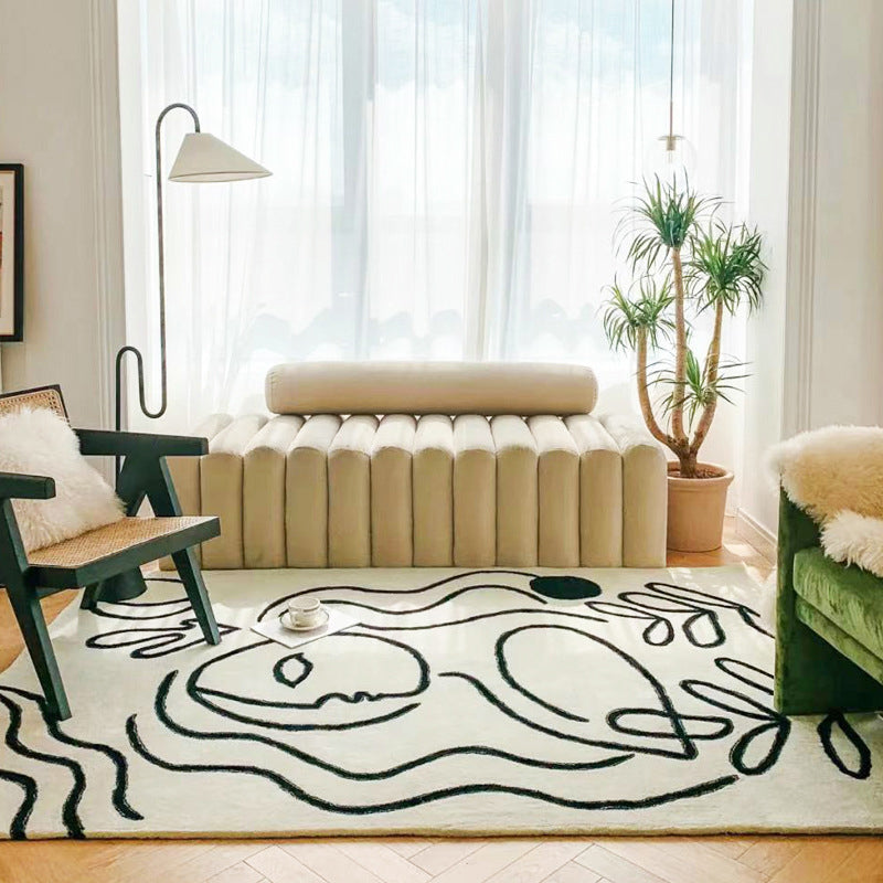 BowLift | Simple Bedroom Rug Multicolored Abstract Cartoon Area Rug Polyester Pet Friendly Non-Slip Rug