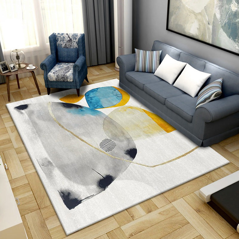 BowLift | Simple Color Block Rug Multicolored Synthetic Area Rug Non-Slip Back Washable Easy-Care Rug for the Living Room