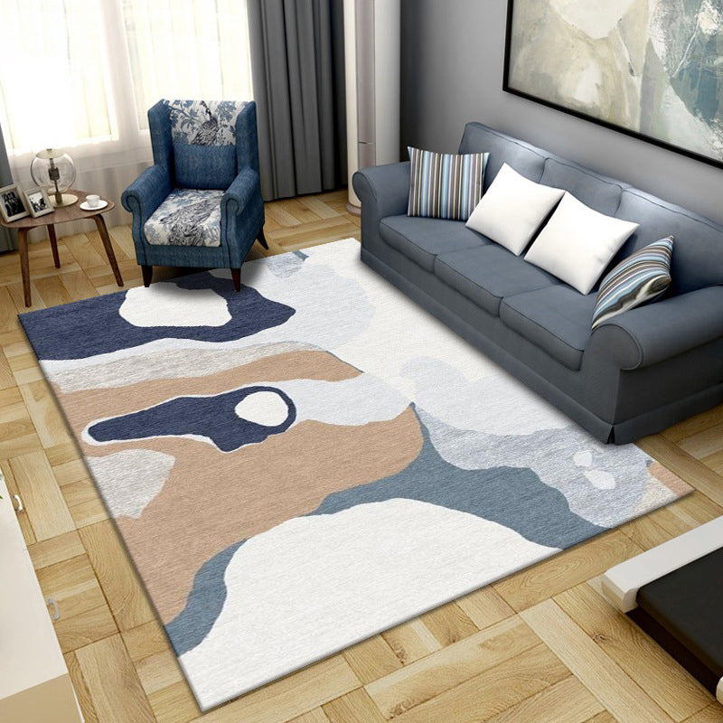 BowLift | Simple Color Block Rug Multicolored Synthetic Area Rug Non-Slip Back Washable Easy-Care Rug for the Living Room