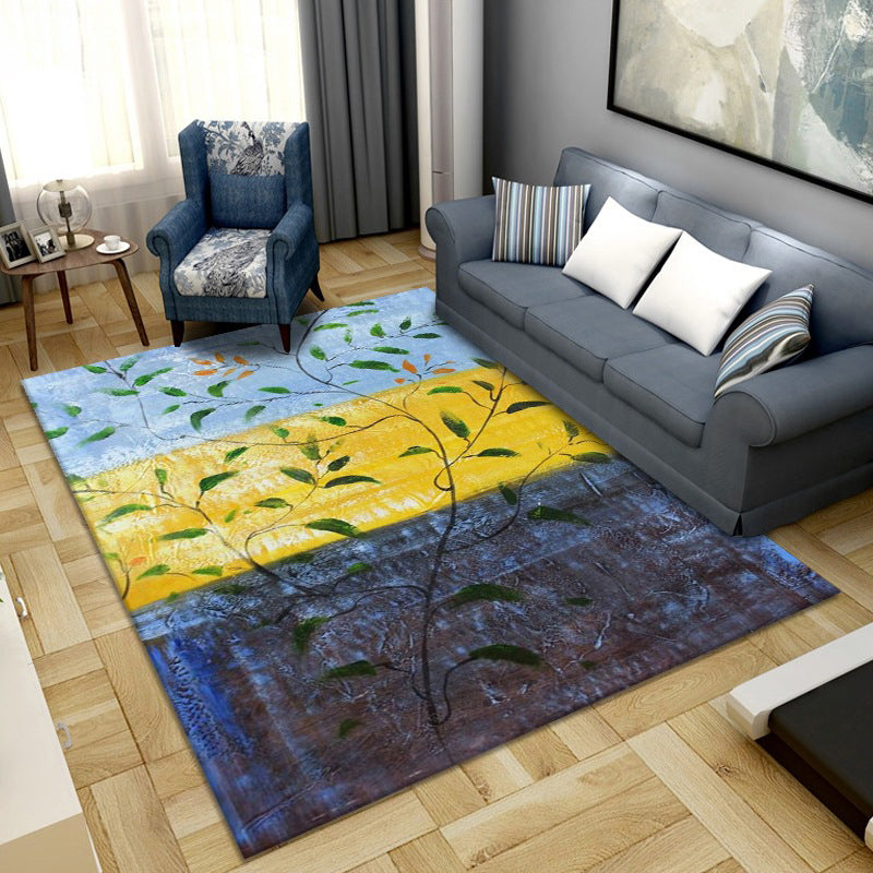 BowLift | Simple Color Block Rug Multicolored Synthetic Area Rug Non-Slip Back Washable Easy-Care Rug for the Living Room