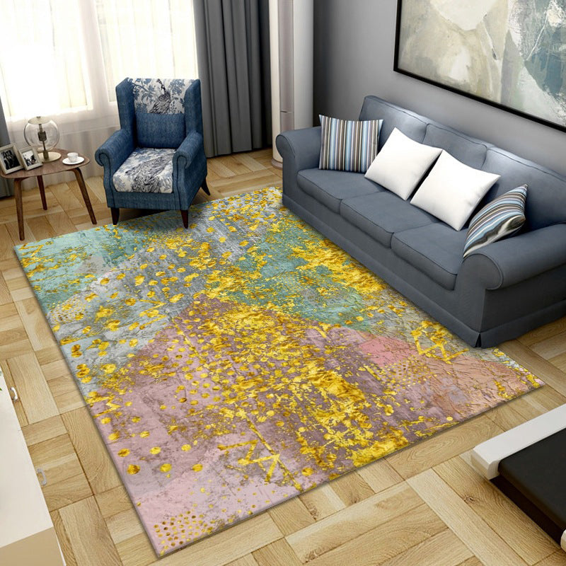 BowLift | Simple Color Block Rug Multicolored Synthetic Area Rug Non-Slip Back Washable Easy-Care Rug for the Living Room