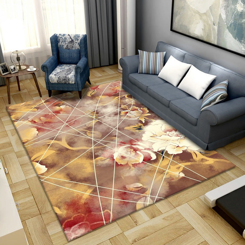 BowLift | Simple Color Block Rug Multicolored Synthetic Area Rug Non-Slip Back Washable Easy-Care Rug for the Living Room