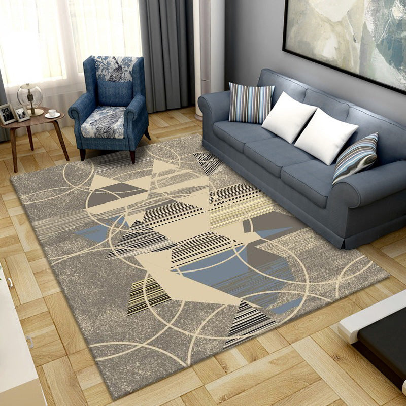 BowLift | Simple Color Block Rug Multicolored Synthetic Area Rug Non-Slip Back Washable Easy-Care Rug for the Living Room
