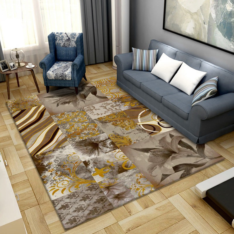 BowLift | Simple Color Block Rug Multicolored Synthetic Area Rug Non-Slip Back Washable Easy-Care Rug for the Living Room