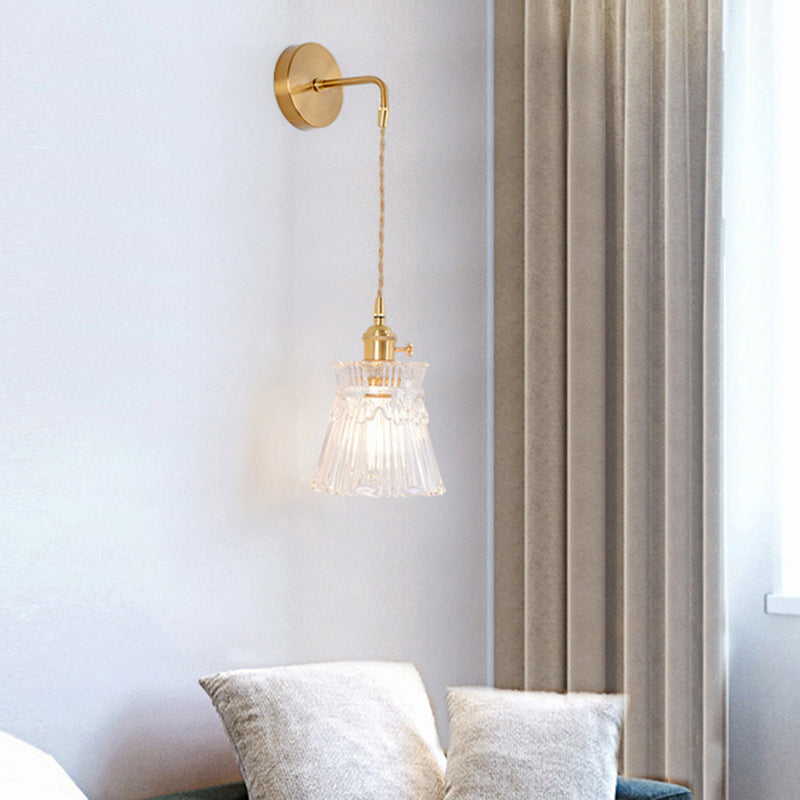 BowLift | Minimalist Shade Wall Lamp Single Bulb Clear Glass Wall Lighting Fixture for Living Room