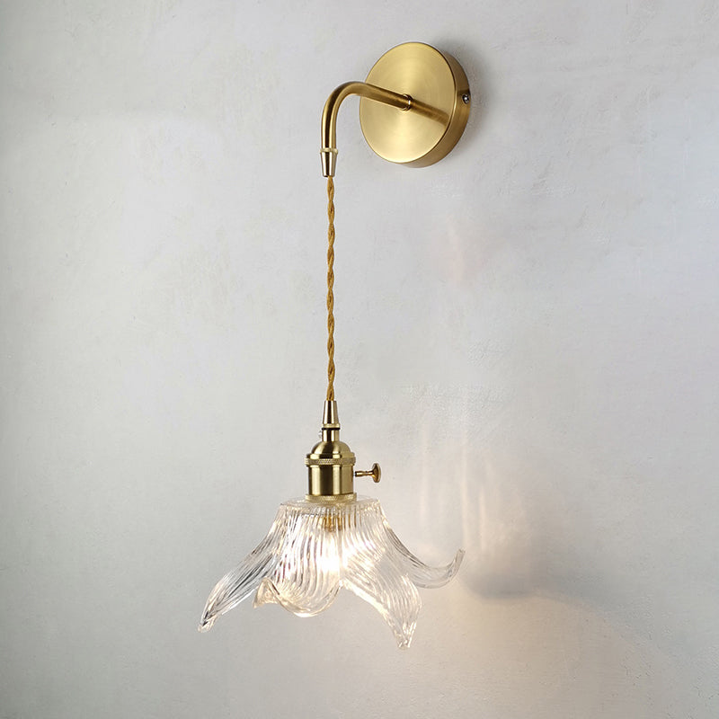 BowLift | Minimalist Shade Wall Lamp Single Bulb Clear Glass Wall Lighting Fixture for Living Room