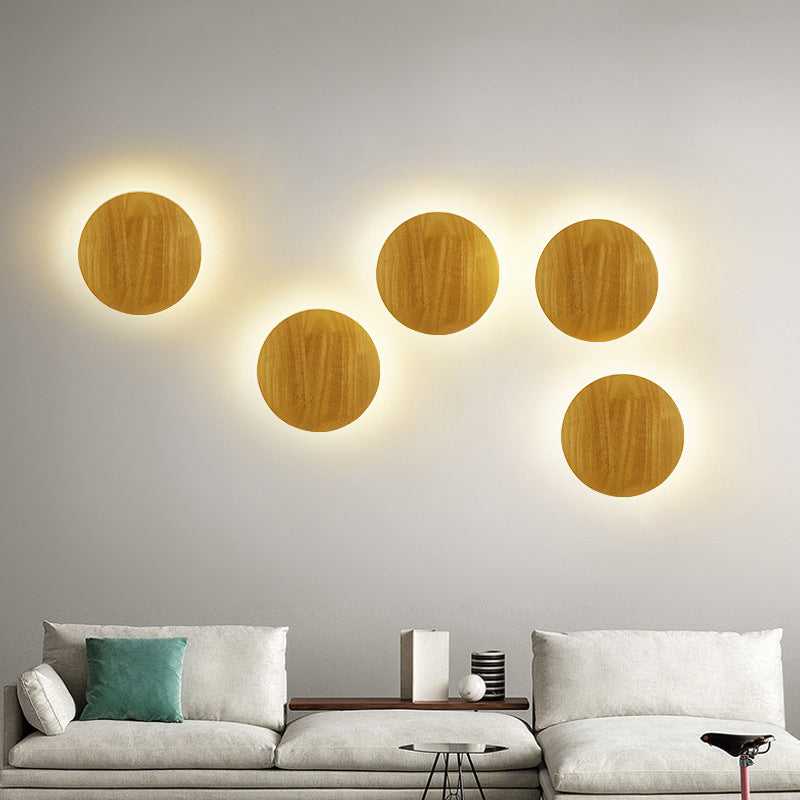 BowLift | Contemporary geometric LED wall lighting wood living room wall lamp in beige