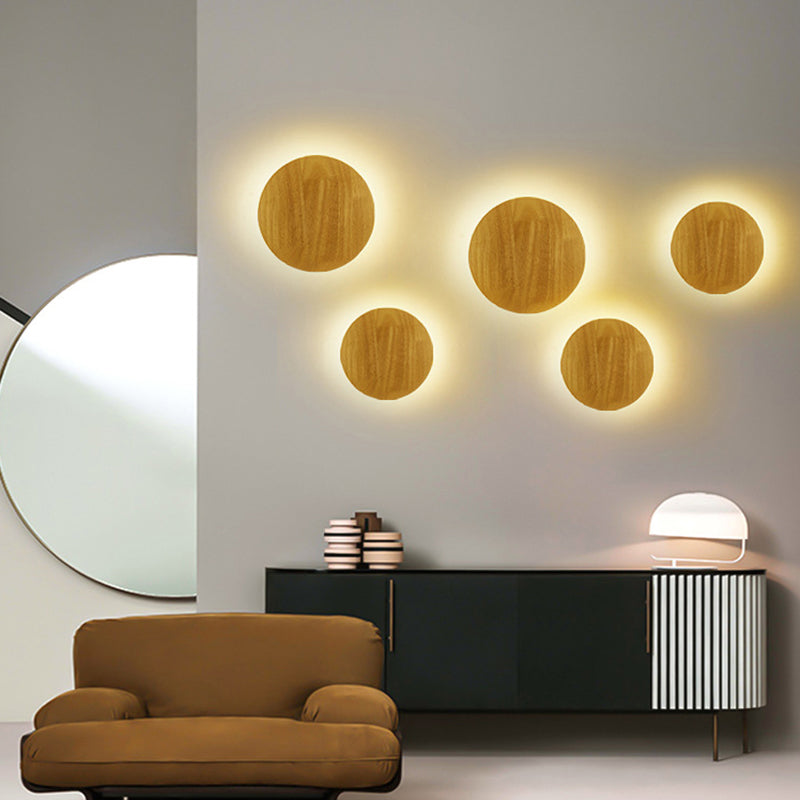 BowLift | Contemporary geometric LED wall lighting wood living room wall lamp in beige