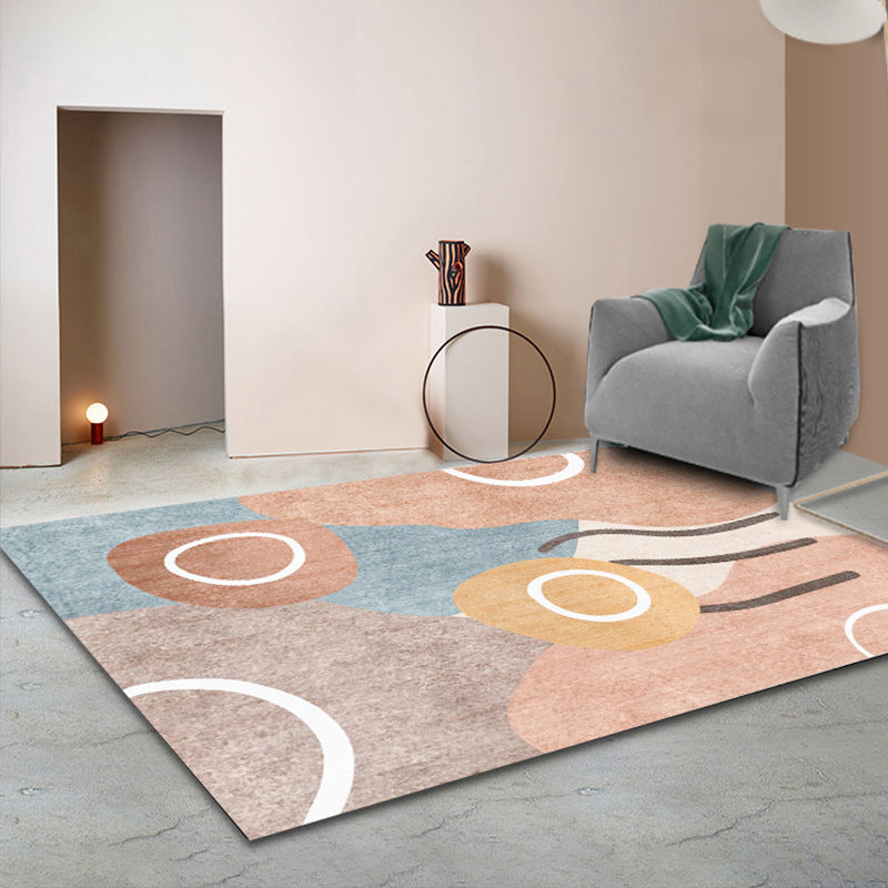 BowLift | Simple Color Block Rug Multicolored Polyester Area Rug Non-Slip Backing Machine Washable Rug for the Bedroom