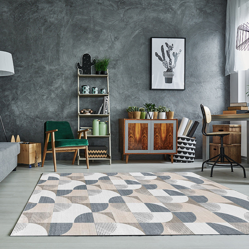 BowLift | Simple Color Block Rug Multicolored Polyester Area Rug Non-Slip Backing Machine Washable Rug for the Bedroom