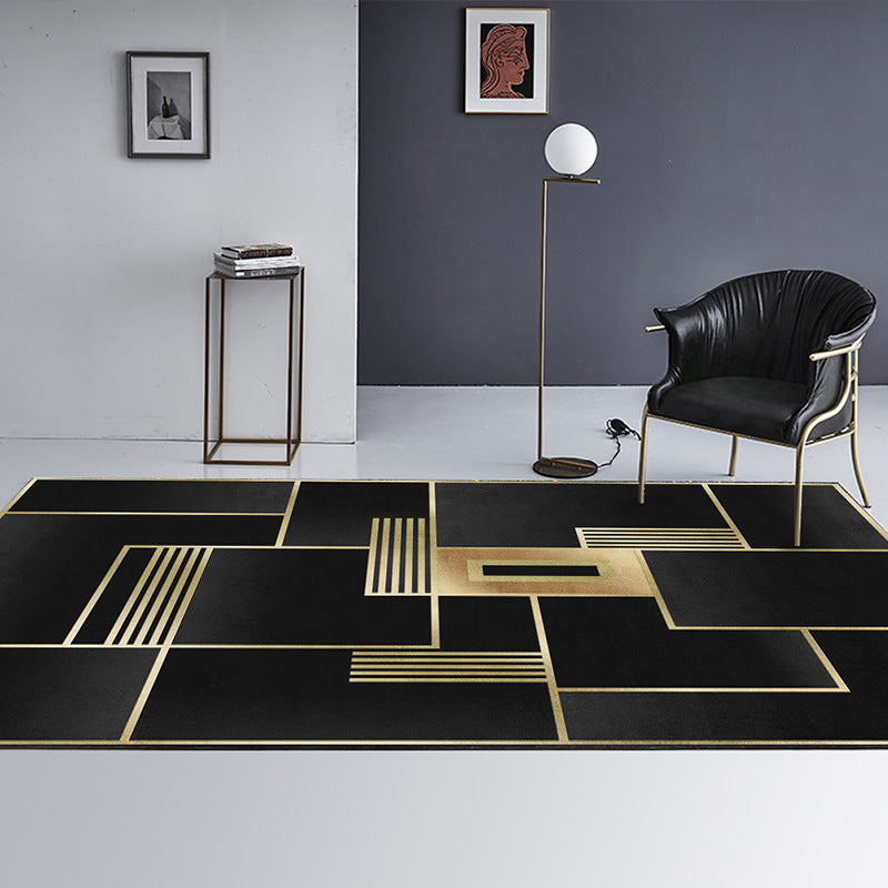 BowLift | Simple Color Block Rug Multicolored Polyester Area Rug Non-Slip Backing Machine Washable Rug for the Bedroom