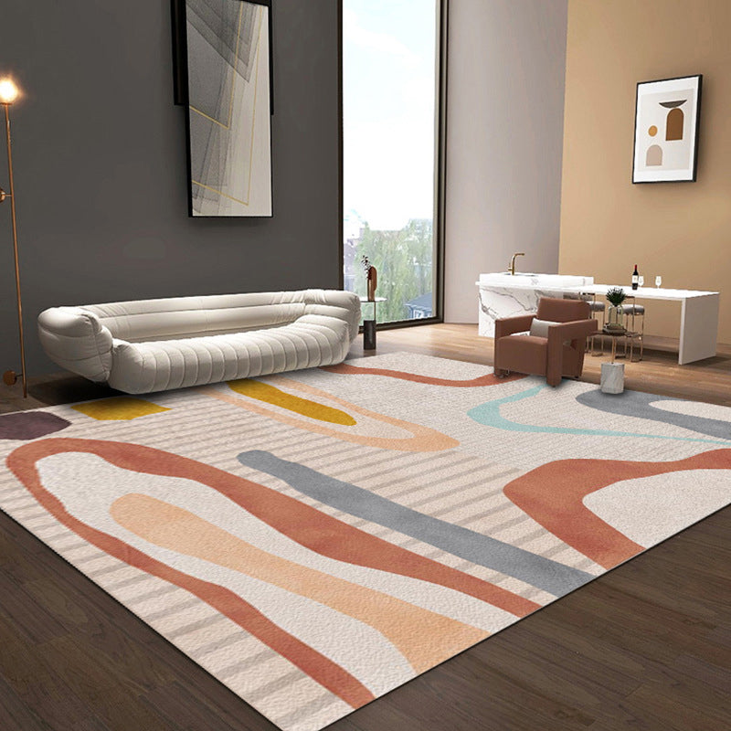 BowLift | Simple Color Block Rug Multicolored Polyester Area Rug Non-Slip Backing Machine Washable Rug for the Bedroom