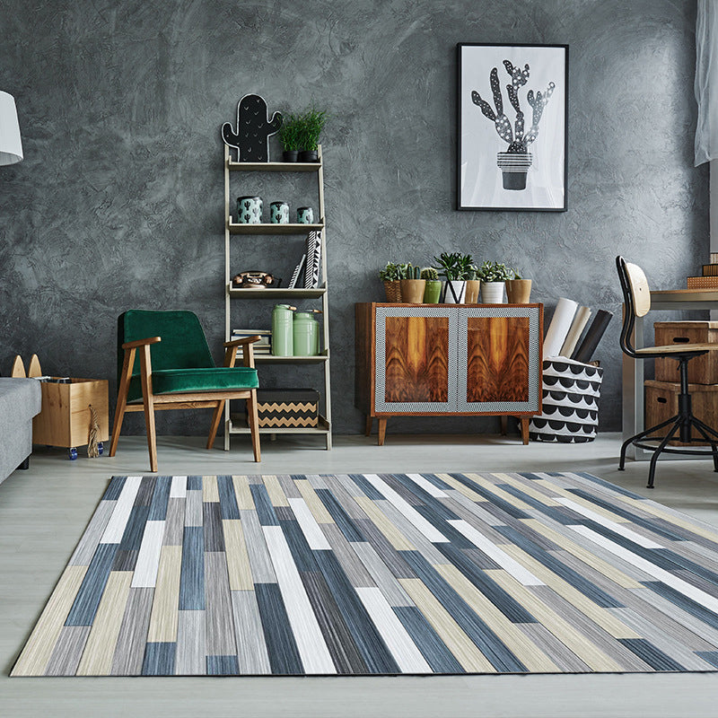 BowLift | Simple Color Block Rug Multicolored Polyester Area Rug Non-Slip Backing Machine Washable Rug for the Bedroom
