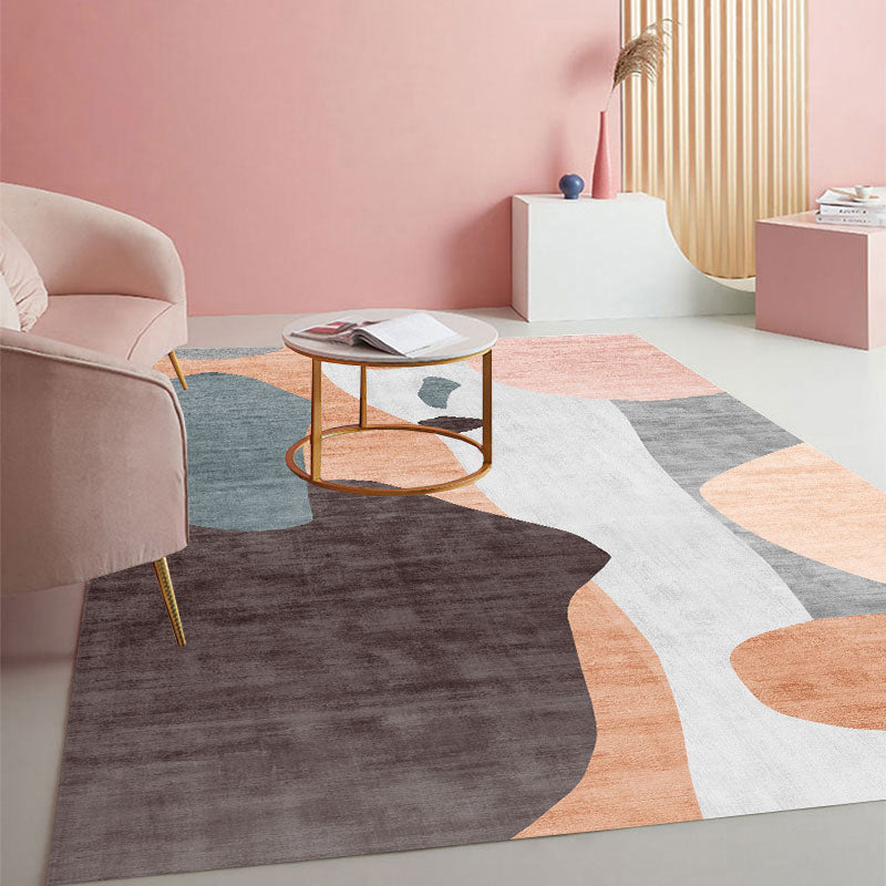 BowLift | Calming Color Block Carpet Multicolored Cotton Blend Indoor Carpet Non-Slip Back Machine Washable Carpet for Space