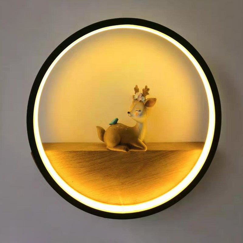 BowLift | Circle Living Room Wall Sconces Lamp Metal Modern Style LED Wall Lighting with Decorative Deer