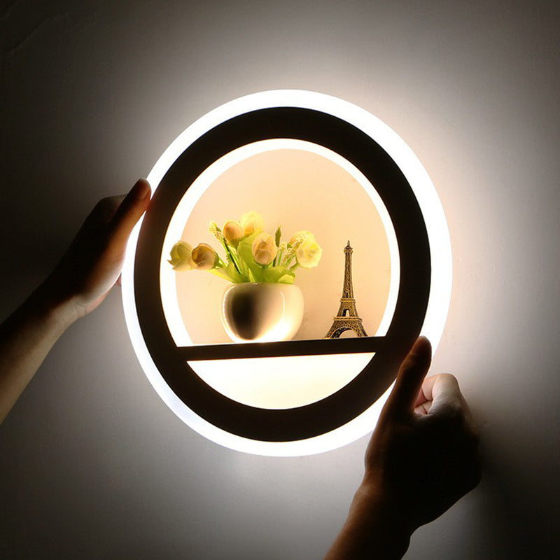 BowLift | Minimalistic Round Wall Lamp Lighting Acrylic Living Room LED Wall Mount Lighting in White