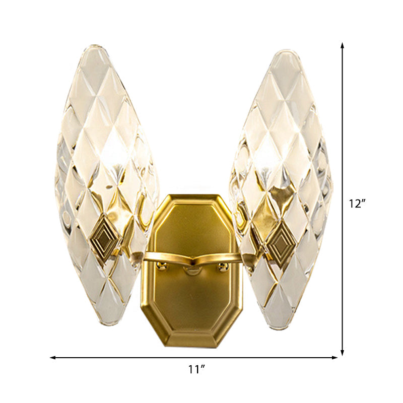 BowLift | Clear Crystal Diamond Wall Light Modern Style 1/2-Head Brass Wall Lamp for Living Room