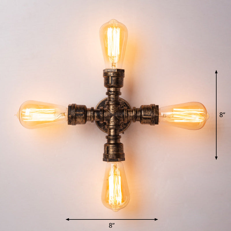 BowLift | Iron Water Pipe Wall Lamp Rustic Style Restaurant Wall Lighting Fixture in Bronze