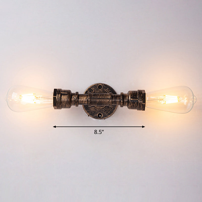 BowLift | Iron Water Pipe Wall Lamp Rustic Style Restaurant Wall Lighting Fixture in Bronze
